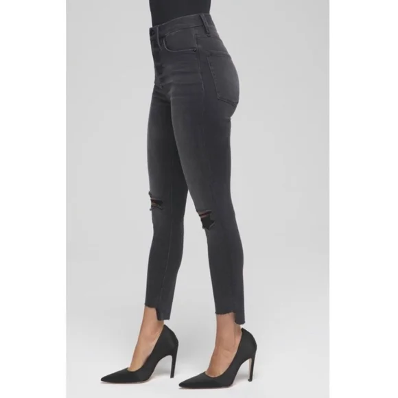 ๐ด 3/$30 Good American 26ร25 Good High Waist Crop Skinny Jeans In Black127 2/26 - Picture 1 of 15
